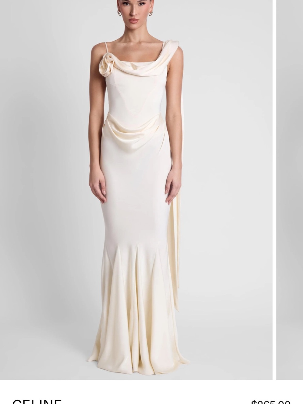 LEAU CELINE CORSET DRAPE SATIN GOWN in Ivory size Medium